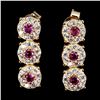 Image 1 : RHODOLITE GARNET AND CZ EARRINGS IN 14K WHITE GOLD OVER 925 STERLING SILVER - APPRAISED REPLACEMENT 