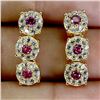 Image 2 : RHODOLITE GARNET AND CZ EARRINGS IN 14K WHITE GOLD OVER 925 STERLING SILVER - APPRAISED REPLACEMENT 