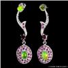 Image 1 : FULL FLASH 6X4 MM OPAL AND RHODOLITE GARNET EARRINGS IN 14K WHITE GOLD OVER 925 STERLING SILVER - AP