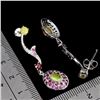 Image 3 : FULL FLASH 6X4 MM OPAL AND RHODOLITE GARNET EARRINGS IN 14K WHITE GOLD OVER 925 STERLING SILVER - AP