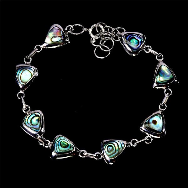 TRILLIANT CUT MOTHER OF PEARL BRACELET N 14K WHITE GOLD OVER 925 STERLING SILVER â€[x=#8220