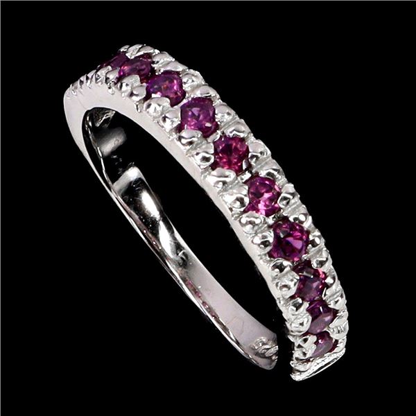 RHODOLITE GARNET RING IN 14K WHITE GOLD OVER 925 STERLING SILVER â€“ SIZE 7