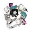 Image 2 : RHODOLITE GARNET, MOTHER OF PEARL, CZ AND PEARL RING IN 14K ROSE GOLD OVER 925 STERLING SILVER â[x=#