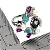 Image 3 : RHODOLITE GARNET, MOTHER OF PEARL, CZ AND PEARL RING IN 14K ROSE GOLD OVER 925 STERLING SILVER â[x=#