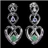 Image 1 : EMERALD, AMETHYST AND TANZANITE EARRINGS IN 14K WHITE GOLD OVER 925 STERLING SILVER - APPRAISED REPL