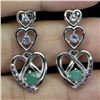 Image 2 : EMERALD, AMETHYST AND TANZANITE EARRINGS IN 14K WHITE GOLD OVER 925 STERLING SILVER - APPRAISED REPL