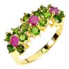 Image 2 : RUBY AND CHROME DIOPSIDE RING IN 14K YELLOW GOLD OVER 925 STERLING SILVER â€“ SIZE