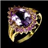 Image 2 : HUGE 13X9 MM AMETHYST RING IN 14K YELLOW GOLD OVER 925 STERLING SILVER â€“ SIZE 7.