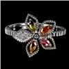 Image 1 : FLOWER-SHAPED MARQUISE CUT TOURMALINE RING IN 14K WHITE GOLD OVER 925 STERLING SILVER â€[x=