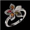 Image 2 : FLOWER-SHAPED MARQUISE CUT TOURMALINE RING IN 14K WHITE GOLD OVER 925 STERLING SILVER â€[x=