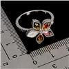 Image 3 : FLOWER-SHAPED MARQUISE CUT TOURMALINE RING IN 14K WHITE GOLD OVER 925 STERLING SILVER â€[x=