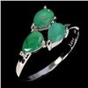 Image 2 : PEAR CUT EMERALD RING IN 14K WHITE GOLD OVER 925 STERLING SILVER â€“ SIZE 8 - APPR