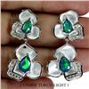 Image 1 : BLACK OPAL AND CZ EARRINGS IN 14K WHITE GOLD OVER 925 STERLING SILVER - APPRAISED REPLACEMENT VALUE 