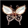 Image 1 : FANCY BUTTERFLY-SHAPED RING WITH MOTHER OF PEARL AND CZ IN 14K WHITE GOLD OVER 925 STERLING SILVER â