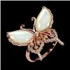 Image 2 : FANCY BUTTERFLY-SHAPED RING WITH MOTHER OF PEARL AND CZ IN 14K WHITE GOLD OVER 925 STERLING SILVER â