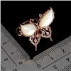 Image 3 : FANCY BUTTERFLY-SHAPED RING WITH MOTHER OF PEARL AND CZ IN 14K WHITE GOLD OVER 925 STERLING SILVER â