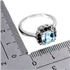Image 3 : 7MM CUSHION CUT SKY BLUE TOPAZ AND BLACK SPINEL RING IN 14K WHITE GOLD OVER 925 STERLING SILVER â[x=