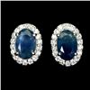 Image 5 : 6X4 MM BLUE SAPPHIRE EARRINGS IN 14K WHITE GOLD OVER 925 STERLING SILVER