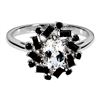 Image 1 : 7X5 MM WHITE SAPPHIRE AND BLACK SPINEL RING IN 14K WHITE GOLD OVER 925 STERLING SILVER â€[x