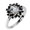 Image 2 : 7X5 MM WHITE SAPPHIRE AND BLACK SPINEL RING IN 14K WHITE GOLD OVER 925 STERLING SILVER â€[x