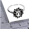Image 3 : 7X5 MM WHITE SAPPHIRE AND BLACK SPINEL RING IN 14K WHITE GOLD OVER 925 STERLING SILVER â€[x