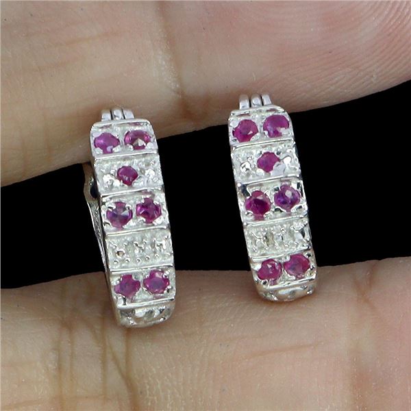 RUBY EARRINGS IN 14K WHITE GOLD OVER 925 STERLING SILVER â€“ APPRAISED REPLACEMENT