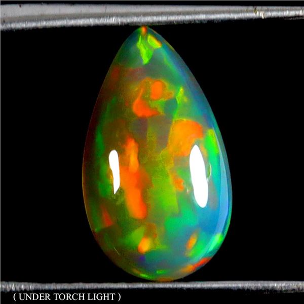 2.54 CT. PEAR CABOCHON AAA FLORAL FLASH PLAY OF COLOR CRYSTAL OPAL - APPRAISED REPLACEMENT VALUE CAD