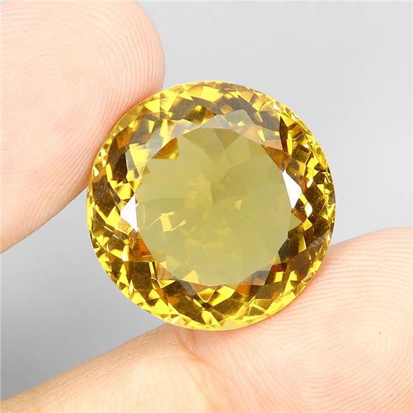 SUPERB 23.17 CT 199 MM BRILLIANT CUT UNHEATED TOP YELLOW CITRINE - APPRAISED REPLACEMENT VALUE CAD 1
