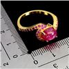 Image 3 : BIG 9X7 MM RUBY CABOCHON AND DIAMOND CUT RUBY RING IN 14K YELLOW GOLD OVER 925 STERLING SILVER â[x=#