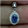 Image 1 : 6X4 OVAL CUT BLUE SAPPHIRE PENDANT IN 14K WHITE GOLD OVER 925 STERLING SILVER