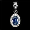 Image 2 : 6X4 OVAL CUT BLUE SAPPHIRE PENDANT IN 14K WHITE GOLD OVER 925 STERLING SILVER