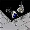 Image 3 : TRILLIANT CUT DARK BLUE SAPPHIRE EARRINGS IN 14K WHITE GOLD OVER 925 STERLING SILVER - SIZE 7 - APPR