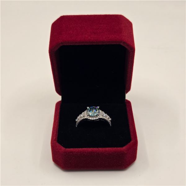 103-2.00 CT GRA CERTIFIED ROUND BRILLIANT CUT MOISSANITE STONE VVS INTENSE GREENISH-BLUE COLOR WITH 