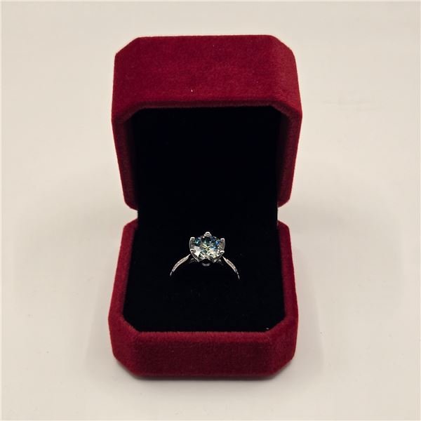 3.00 CT GRA CERTIFIED ROUND BRILLIANT CUT MOISSANITE STONE VVS VIVID BLUISH GREEN COLOR WITH 12 ROUN