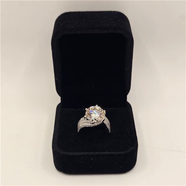 5.00 CT GRA CERTIFIED ROUND BRILLIANT CUT MOISSANITE STONE VVS D COLOR SET WITH 140 ROUND BRILLIANT 