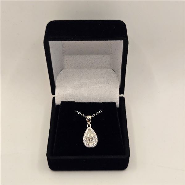 1.00 CT GRA CERTIFIED PEAR CUT MOISSANITE STONE VVS D COLOR WITH 25 ROUND BRILLIANT CUT CUBIC ZIRCON