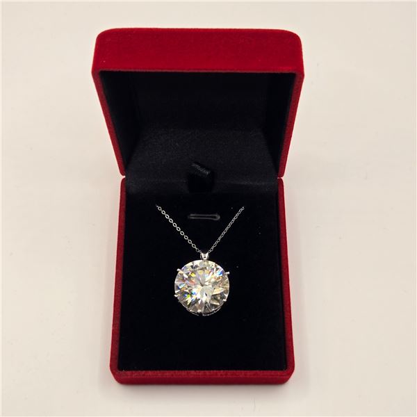 20.00 CT GRA CERTIFIED ROUND BRILLIANT CUT MOISSANITE STONE VVS D COLOR SET IN 6 CLAW HEAD SET IN 92