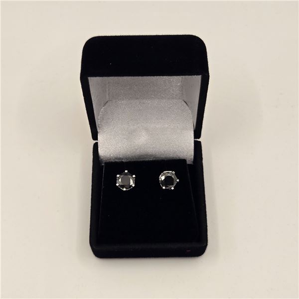 2.00 CT TW GRA CERTIFIED ROUND BRILLIANT CUT MOISSANITE STONES VVS BLACK COLOR SET IN 6 CLAW BASKET 