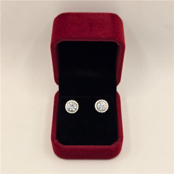 2.00 CT TW GRA CERTIFIED ROUND BRILLIANT CUT MOISSANITE STONE VVS D COLOR WITH 40 ROUND BRILLIANT CU