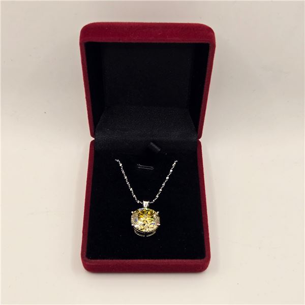 10.00 CT GRA CERTIFIED ROUND BRILLIANT CUT MOISSANITE STONE VVS FANCY VIVID YELLOW COLOR SET IN 6 CL