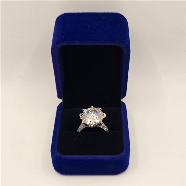 10.00 CT GRA CERTIFIED ROUND BRILLIANT CUT MOISSANITE STONE VVS D COLOR SET IN 8 CLAW HEAD WITH 180 
