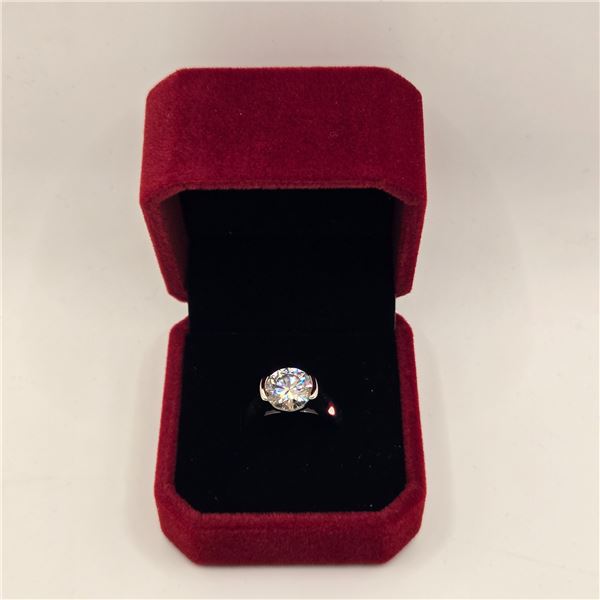 3.00 CT GRA CERTIFIED ROUND BRILLIANT CUT MOISSANITE STONE VVS D COLOR SET IN ½ BEZEL SET IN 925 SIL