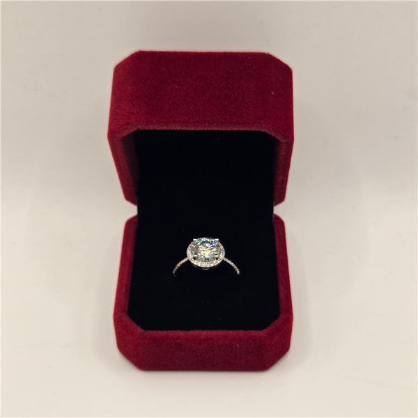 2.00 CT GRA CERTIFIED ROUND BRILLIANT CUT MOISSANITE STONE VVS BLUE COLOR WITH 35 ROUND BRILLIANT CU