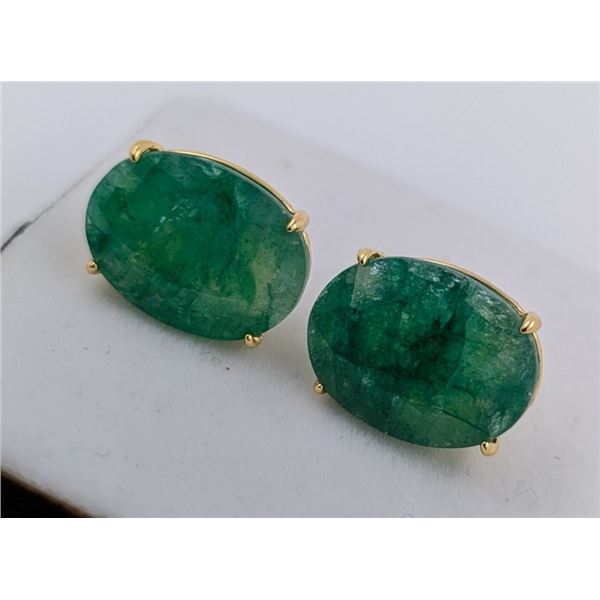 7 ct Certified Silver Emerald gemstone Earrings ($14,390 Appraisal)