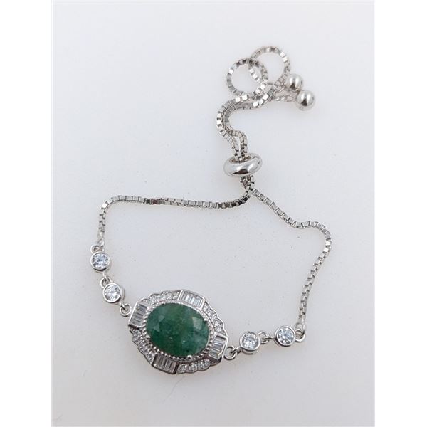 5.4 ct Certified Silver Emerald gemstone Bracelet ($5,912 Appraisal)