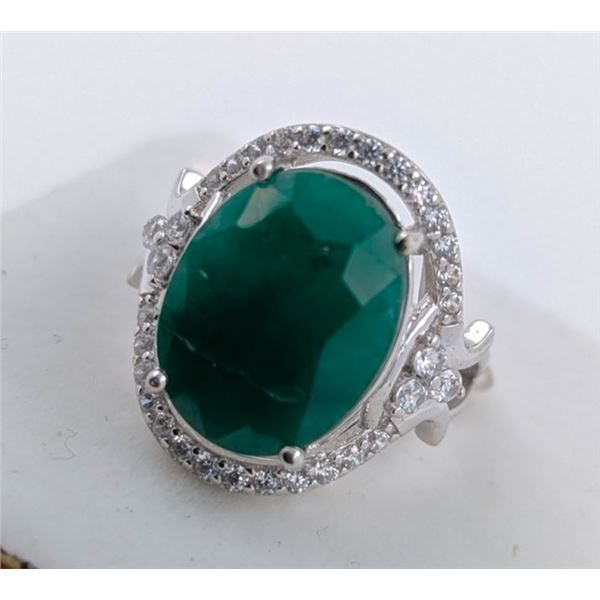 6 ct Certified Silver Emerald gemstone Ring ($14,143 Appraisal)