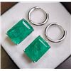 Image 2 : 6 ct Certified Silver Emerald gemstone Earings ($11,140 Appraisal)