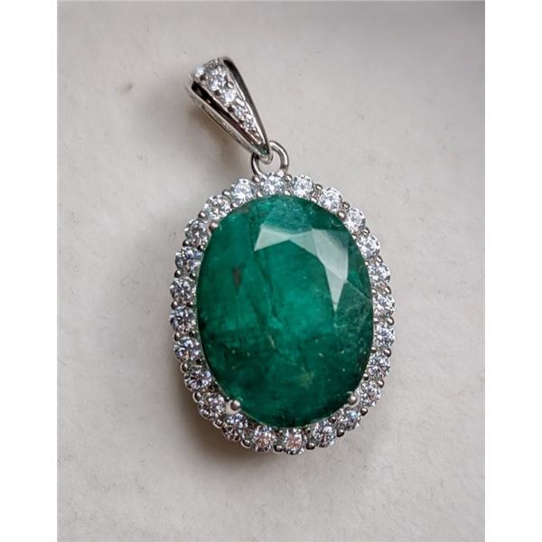 4.7 ct Certified Silver Emerald gemstone Pendant ($17,462 Appraisal)