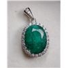 Image 1 : 4.7 ct Certified Silver Emerald gemstone Pendant ($17,462 Appraisal)
