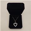 Image 1 : Platinum Plated 2.4tcw Simulated Diamond (CZ) Heart Necklace - Adjustable 16"-18" Long